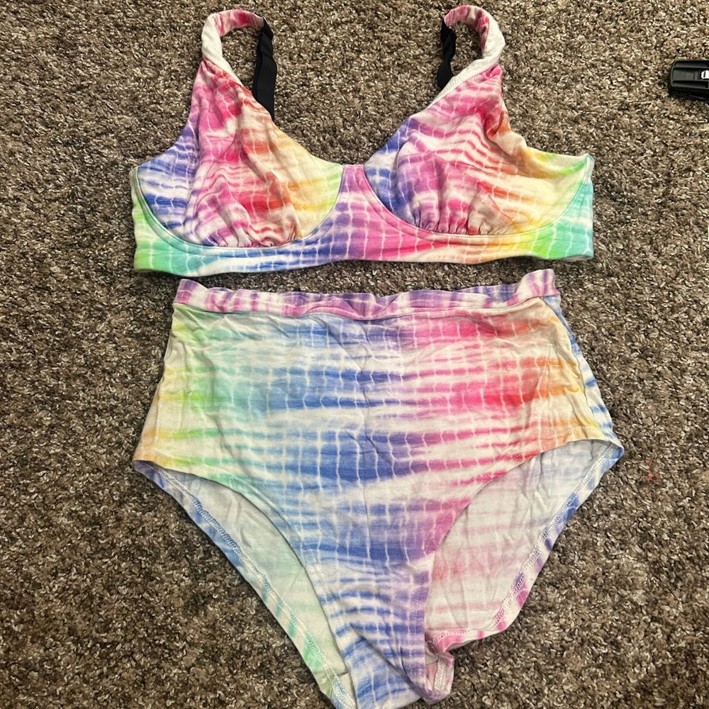 Colorful Tie-Dye bra and panty set